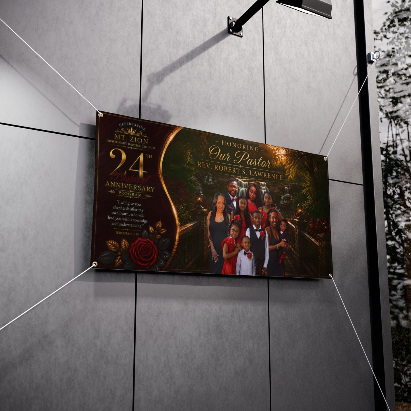 Honoring Our Pastor 24th Anniversary Vinyl Banner – Custom Church Celebration Sign