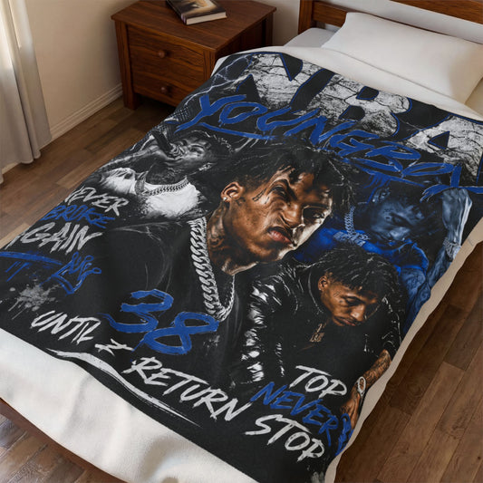 Velveteen Blanket — 'Never Broke Again' Rap Collage Plush Throw