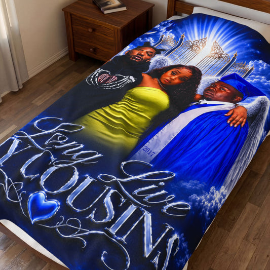 Memorial Velveteen Plush Blanket — "Long Live My Cousins" Tribute Design