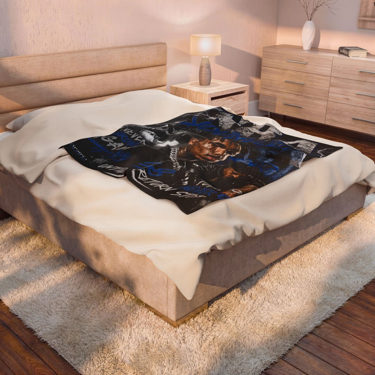 Velveteen Blanket — 'Never Broke Again' Rap Collage Plush Throw